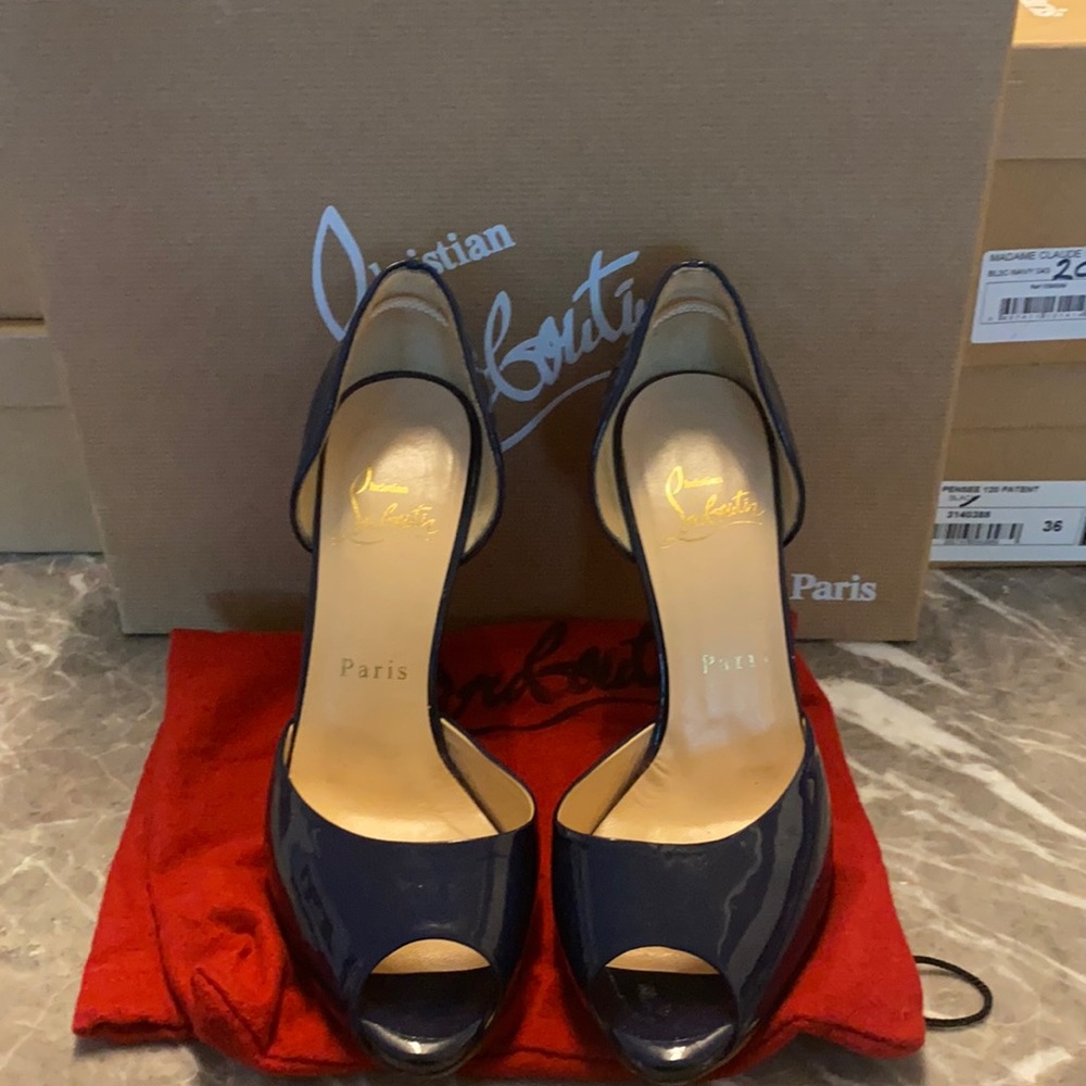 Christian Louboutin Madame Claude 120 Navy Pump